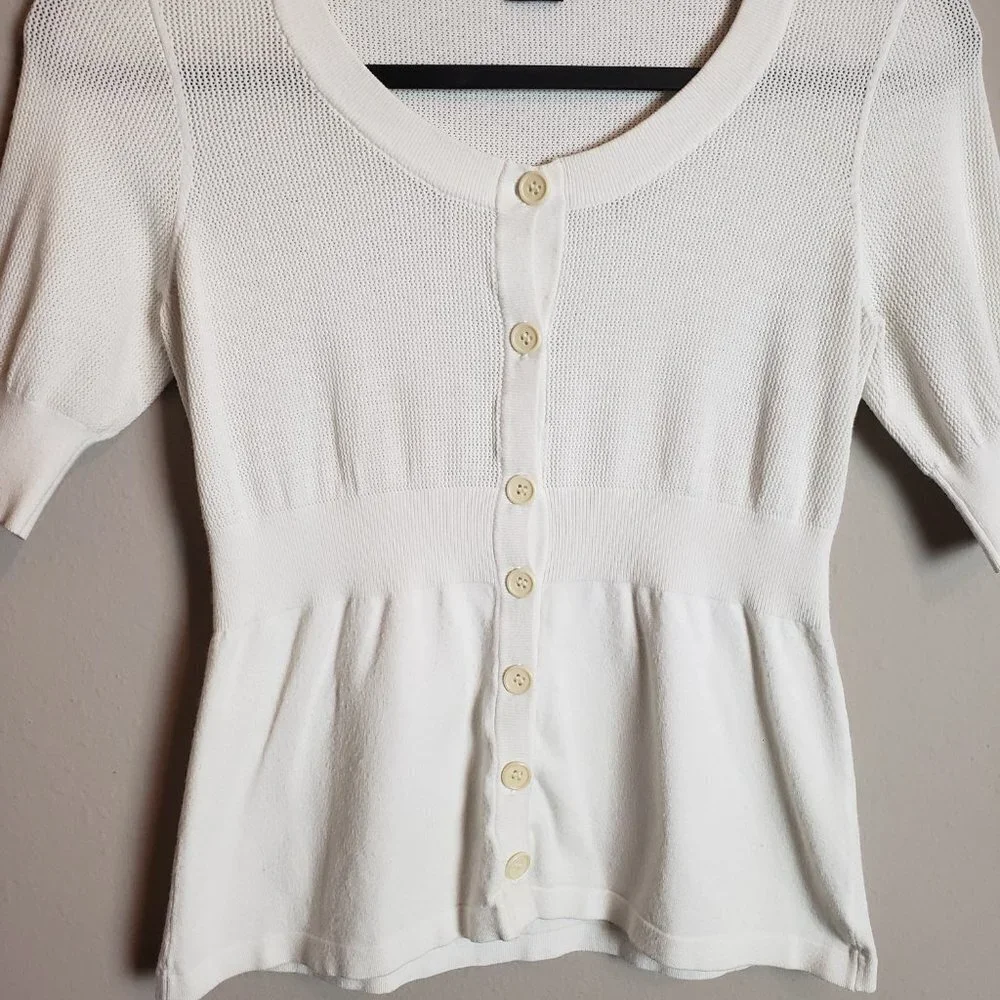 Theory Holli Shock Ivory Button Down Blouse Top Medium - Picture 3 of 7